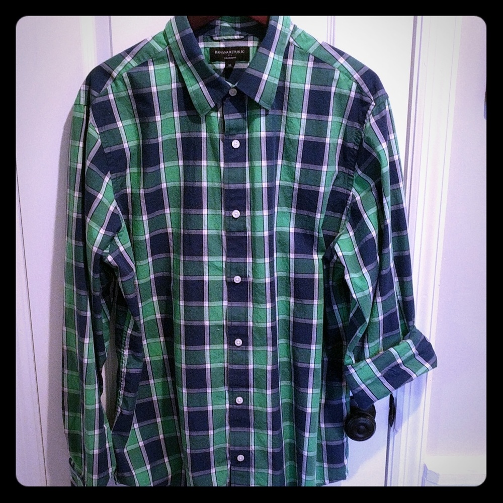 Banana republic XL plaid button-up
